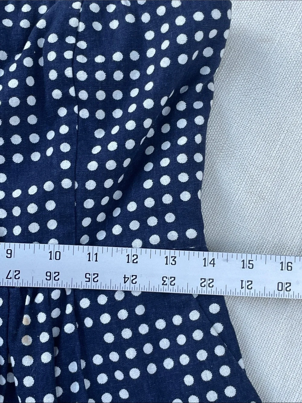 Strapless Navy Blue Polka Dot Dress
